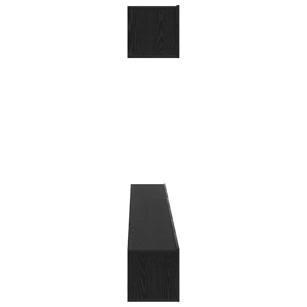 TV-Schrankset Wandmontiert, Schwarz Eichen-Optik Holzwerkstoff, Modernes Media-Center mit Stauraum für Wohnzimmer, 100x30x30 cm