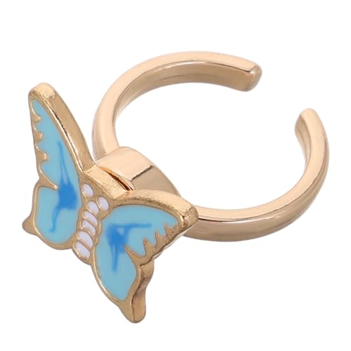 LRXIYODE Fidget-Ring Schmetterling, blau-goldfarben