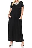 Pastel by Vivienne Women's Short Sleeve Maxi Dress with Pockets in Plus Size 3X-Large Black