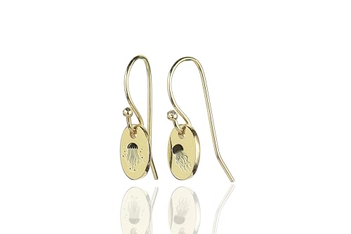 Boucles d'oreilles méduses or pendantes : bijoux d'été gravés de forme ovale