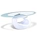 mecor Contemporary Glass Coffee Table with Round Hollow Shelf - Modern Oval Design End Side Coffee Table with Tempered Clear Glass Top Gloss White - Living Room Furniture