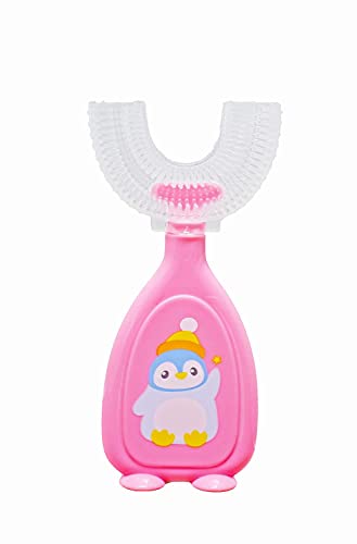 Image of 360 U-Shaped Manual Toothbrush With Food Grade Silicone Head|Soft Bristles For Babies & Kids' Sensitive Gums & Teeth|Easy Grip|Dental Care|Oral Hygiene- Pack Of 1,Assorted