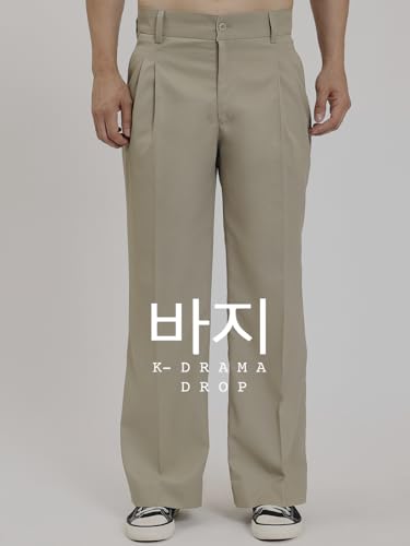 Image of Thevasa Relaxed Fit Korean Pants for Men, Suitable for Casual & Formal Wear, Stylish Baggy Pants for Men, Pleated Pants for Men