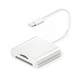 KikoSaka Leitor de cartão SD para iPhone/iPad, adaptador de câmera Lightning 2 em 1, leitor micro SD e TF, Plug and Play