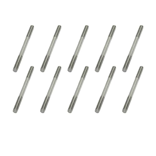 10PCS RC Toy Pushrod Connector Double End Threaded Rod Stainless Steel Rod Linkage for RC Airplane Helicopter Car Boat DIY Model Toy Parts (M4X50mm)