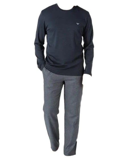 Emporio Armani Men's Yarn Dyed Cotton Long Pajamas