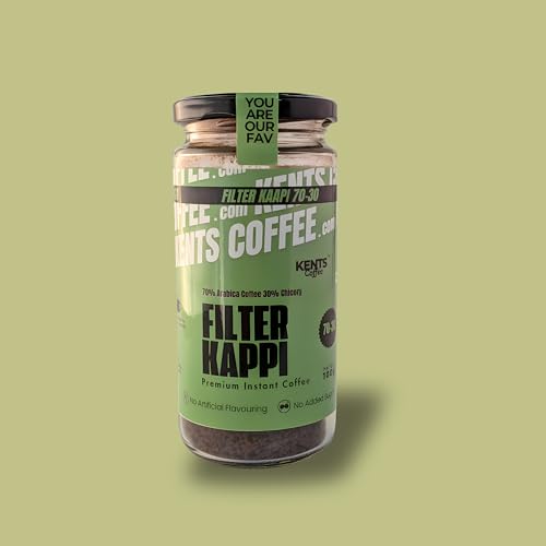 Image of Kents Coffee Instant Filter Coffee | 70-30 Authentic Blend (70% Coffee, 30% Chicory) | Medium Roast Bold Taste | No Added Sugar | No Flavouring| Makes Strong Hot Filter Coffee (100g)