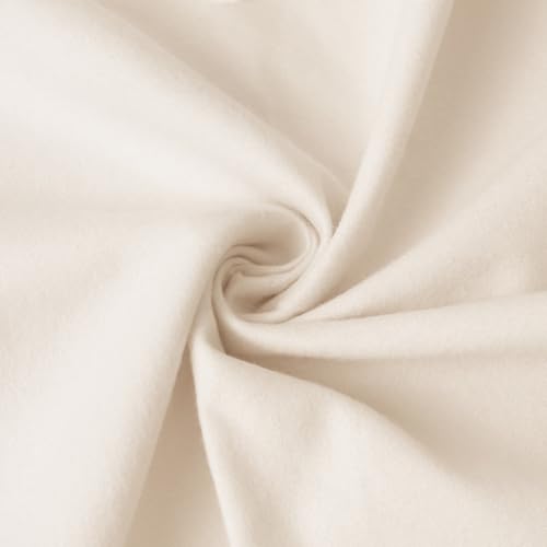 JOSNAAN 59W Cotton Flannel Fabric Super Soft 150GSM Medium Weight Solid Arts & Crafts Quilting Blanket for Sewing(1Yard Natural)