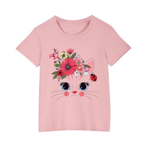 Toddler Kids Boys Girls Cotton Cute Cat Floral Pet Wildflower Flowers Cat Girls T-Shirt3