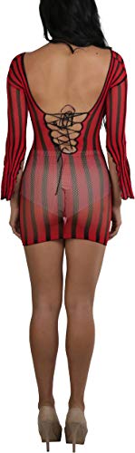 Image of ToBeInStyle Women's Stretch See Through Fishnet Novelty Mini Rave Party Dress