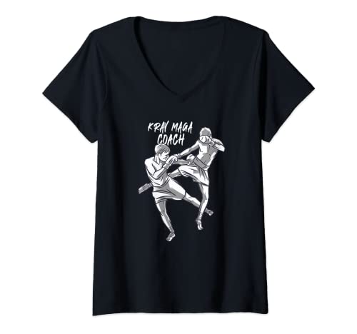 Donna Allenatore Di Krav Maga Guerriero Arti Marziali Combattente Maglietta con Collo a V