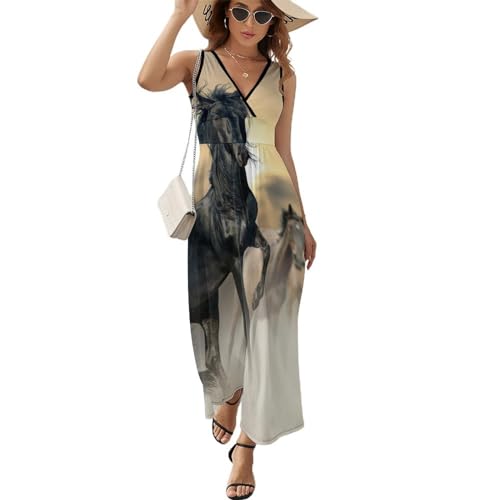 Robe longue d'été fluide et légère pour rester au frais sans manches col V