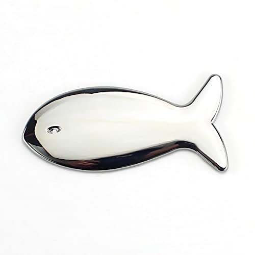Image of YSY 2Pcs 3D Fish Zinc Alloy Emblem Totem Logo Badge Car Sticker Auto Decoration Car Body Decal Automobile Accessories(A) (3D Fish, Silver)