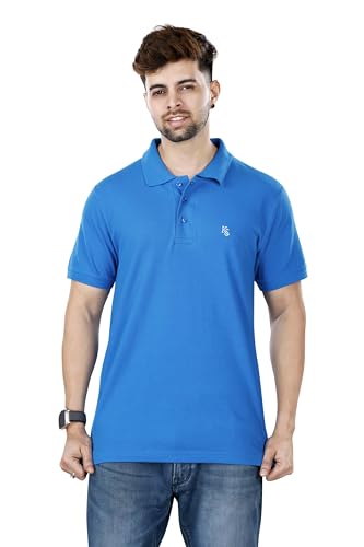 Image of KAUS & SHAN Men's Pure Cotton Regular Fit Solid Half Sleeve Casual & Semi Formal Office Wear Polo T-Shirt