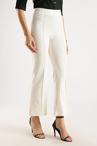 Image of SWADESI STUFF Women's Bell Bottom Trousers - High Waisted Wide Leg Palazzo Pants | Stretchy Cotton Blend Retro Pants for Casual, Office, Party