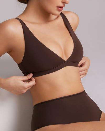 Image of INLYRIC Women's Inbarely Soft Plunge Bralette - Deep V Unlined Triangle No Padding No Underwire Sexy Comfort Sleep Bra
