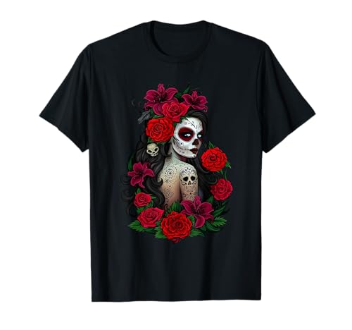 Sugar Skull De Los Muertos La Catrina Day Of The Dead Women T-Shirt