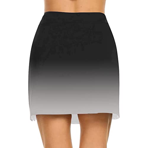 UNSERE Summer Dress Women Athletic Skirt Lightweight High Waist Sport Skirt with Slit Summer Casual Jogger Golf Solid Shorts(Grey-03,X-Large) - Thumbnail 2