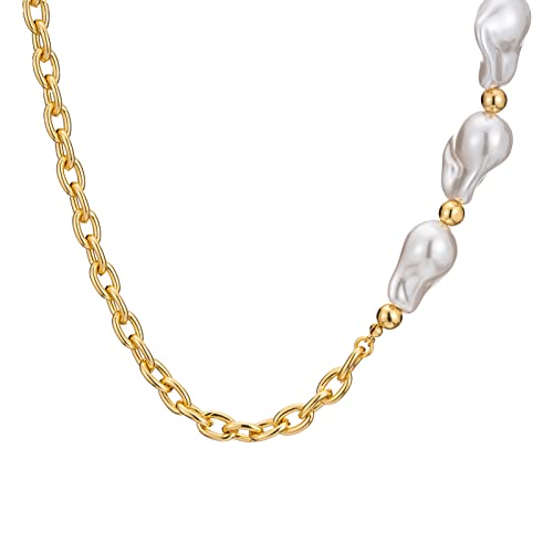 Itcoery Women’s Gold Plated Baroque Pearls Choker Necklace #TOP2
