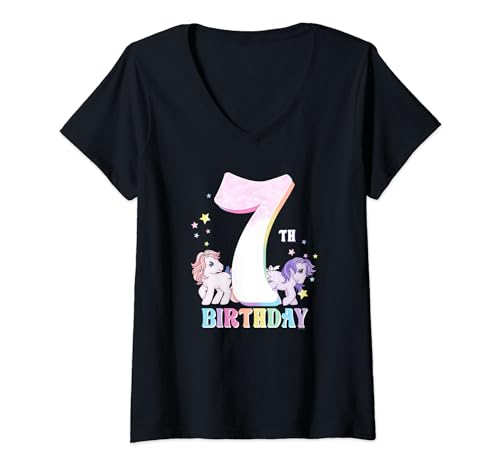 My Little Pony 7th Birthday t-shirt col V Blossom idée cadeau anniversaire fille 7 ans poney