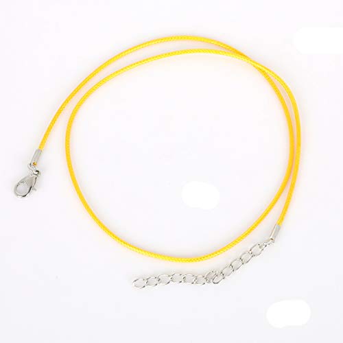 30 Pcs/lot 2mm Faux Handmade Leather String Cord Braided Rope Necklaces & Pendant Chain Charms with Lobster Clasp DIY Findings (Yellow)