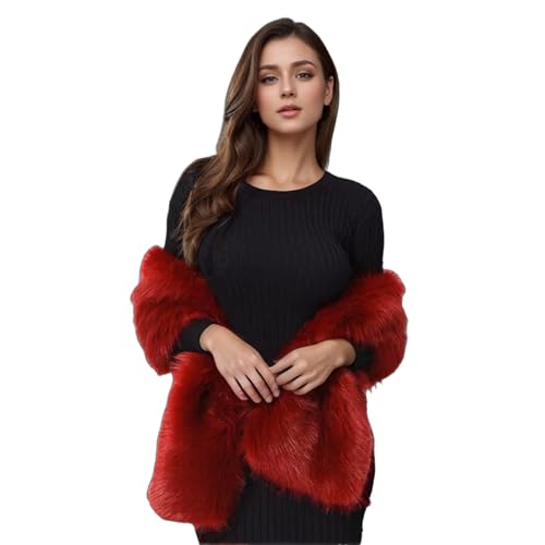 Lisa Colly Women's Winter Faux Fur Collar Shawl Fluffy Wedding Bridal Scarf Wrap