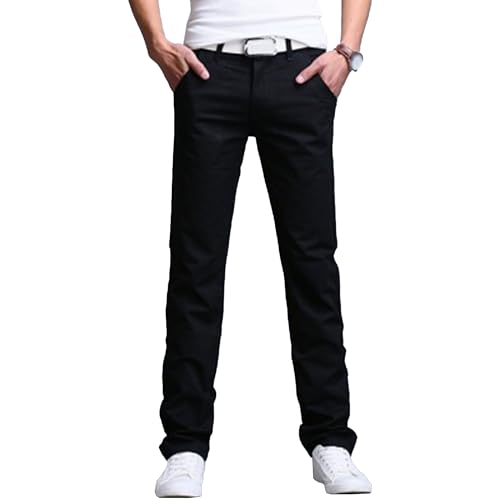 Men's Solid Straight Leg Classic Pants Regular Fit Lightweight Outdoor Trousers Cotton Stretch Summer Pants
