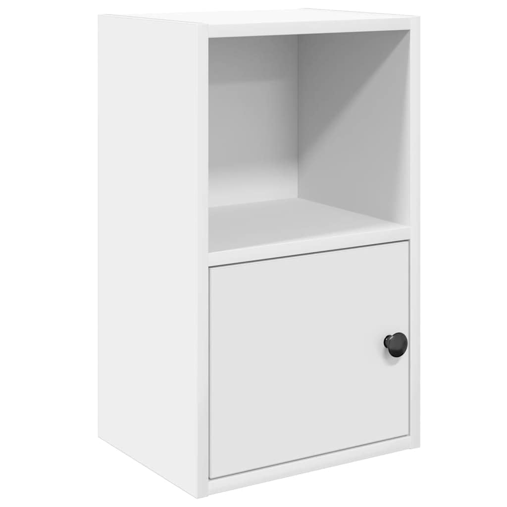 Regał na książki, biały, 31 x 24 x 52 cm, szafka z drzwiami i półką, uniwersalny organizer Cube Storage do salonu i biura