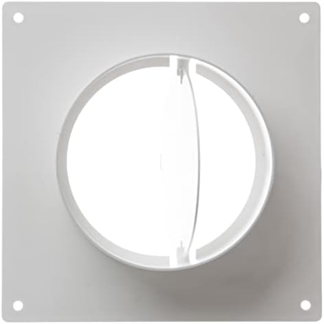 Ø 125mm / 5 inch Ventilation Wall Flange with Backdraught Shutter - Round Plastic Ducting - Duct Pipe Connector Plate