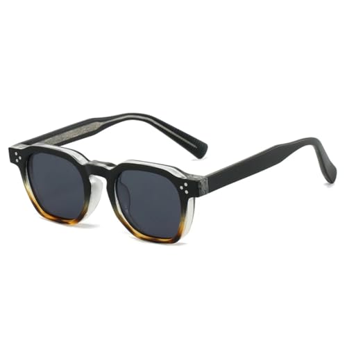Lunettes de soleil pour hommes rétro avec rivets et verres vert foncé UV400