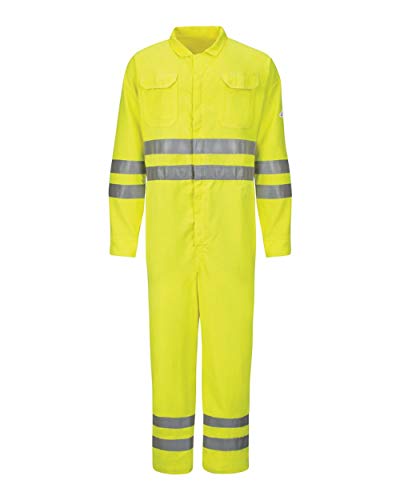 Bulwark FR mens Bulwark® Men's Lightweight FR Hi-Visibility Deluxe Coverall with Reflective Trim Overalls/Coveralls