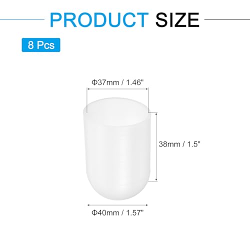 Image of uxcell 8Pcs Silicone End Caps, 37mm(1-9 /32 inch) ID 38mm(1-1 /2 inch) Height Round Rubber Elastic Screw Thread Protectors Flexible Screw Bolt Covers Caps for Metal Tube Rod Bolt, Clear