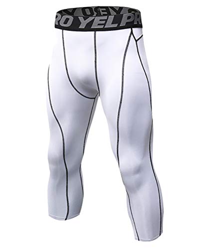DaobaMEN Pantalones de Compresión Mallas Hombre Secado Rápido Transpirable Leggings para Corriendo Fitness 3/4 Polainas De Yoga