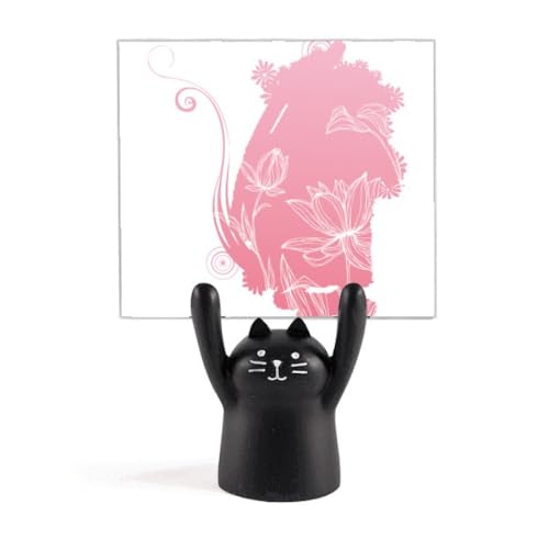 Porte-mémo fleur de lotus chat noir poésie au bureau