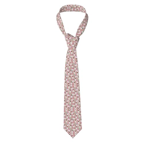 YOFIEN Corbatas de poliéster con estampado floral vintage de Jack Russell en color lila, corbatas para hombre, corbatas finas novedosas