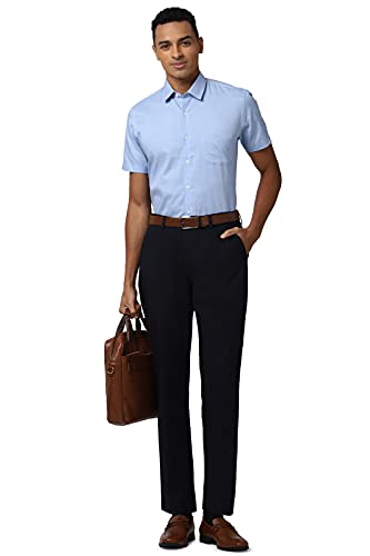 Image of Peter England Men's Mid Rise Slim Fit Formal Trousers