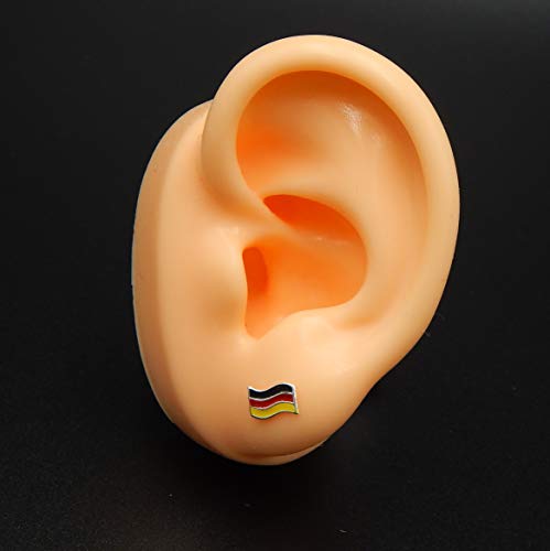 925 Sterling Silver German Flag Small Stud Earrings 238092