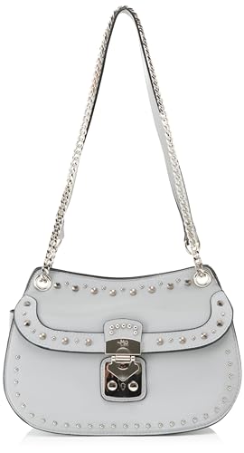 Sac à bandoulière pour femme gris orné de rivets rock chic élégants