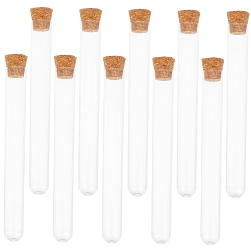 CIYODO 30pcs Wooden Plug Test Tube Mini Cork Bottle Lab Containers with Lids Bottles Vials Jar Test Tube with Cork Stopper Candy Beads Test Tube for Experiment Scientific Tube Plastic