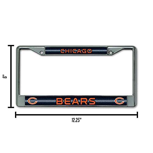 image for Rico Industries Chicago Bears Bling Chrome License Plate Frame with Gl