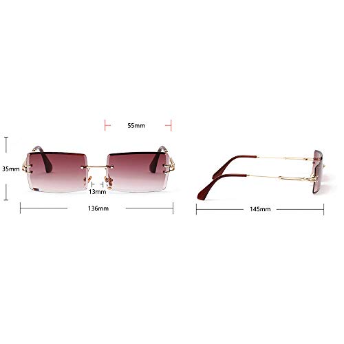 mincl/Fashion Small Rectangle Sunglasses Women Ultralight Candy Color Rimless Ocean Sun Glasses