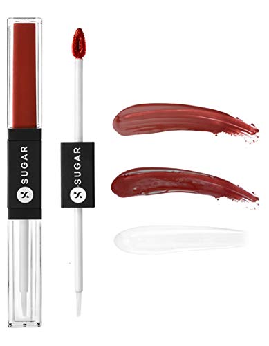 SUGAR Cosmetics Smudge Me Not Lip Duo - 28 Trusty Rusty (Rust Red) 2 In 1 Lipstick , Matte Finish , Glossy Finish, Hydrating Formula