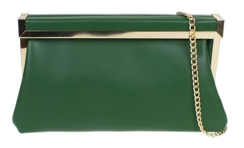 Girly Handbags Bolso de Mano de Noche para Mujer con Marco metálico Plegable Verde Oliva