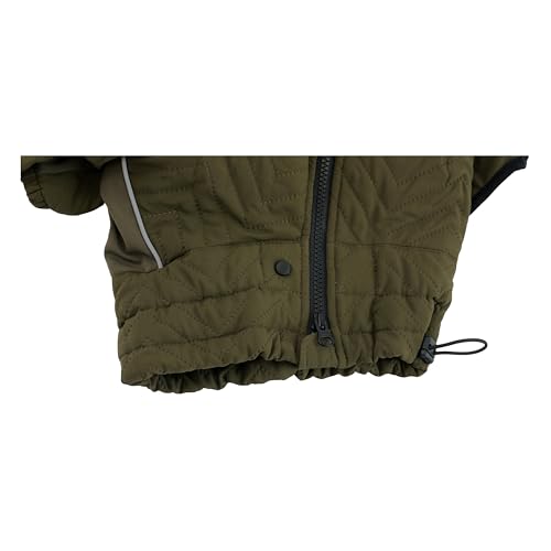Warmer Hundemantel, doppellagige Hundeweste, Vier Beine bedeckt, Winddicht, wasserdicht, reflektierende warme Hundeweste, Outdoor-Schlittschuhkostüm für kleine, mittlere und große Hunde. Olive M