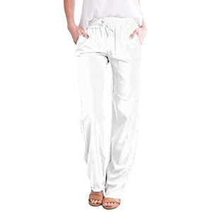 Leinenhose Damen Lang Sommerhose 2025 Freizeithose Bequeme Leinen Hose Palazzo Hose Lässige Sommer Outdoor Strandhose Elegant Damen Hosen Klassisch Jogginghose