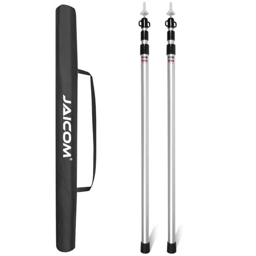 JAICOM Adjustable Tarp Poles, Tent Poles for Camping, Set of 2, 7\'6\" Telescoping Poles for Tarp, Shelter, Canopy, Tent, Awning, Hiking, Hammock Rain Fly