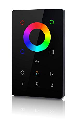 Zigbee Color Touch Panel Controller and Dimmer with Built-in Repeater. 3 Zone recall. Can control up to 30 Zigbee strip lights or bulbs. RGBW, Built-in Effects, Works with Hue. ZB-3008 (black)