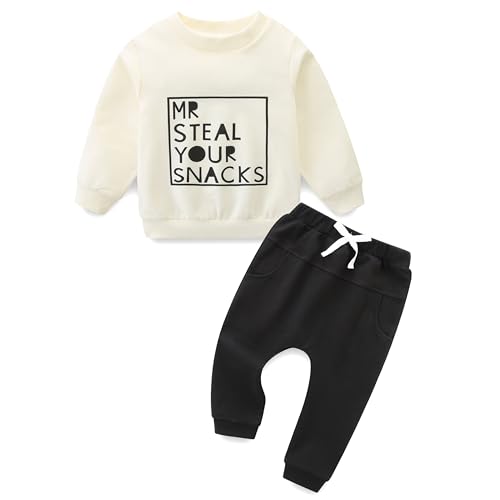 KIDDLETOWN Completo Bambino Tuta Sportiva Bambino Maschio Completi Felpa Bambini Felpa Senza Cappuccio Manica Lunga+Pantaloni Elastico in Vita Set di Abbigliamento per Bambini per 3 mesi-24 anni