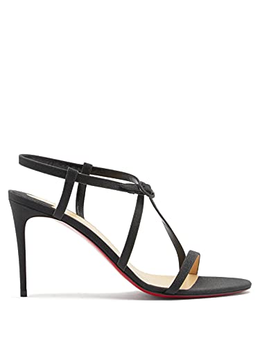 Christian Louboutin 85MM Black Glittered Leather Heeled Sandals (numeric_12)