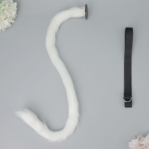 QUICOMP Cat Ears Tail Costume Cat Ear Headband Fox Ear Tail Cat Cosplay Props (White) — view 6